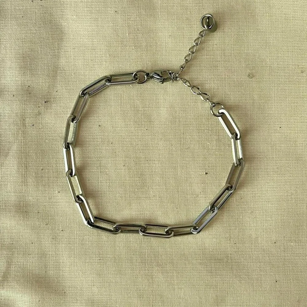2000s vintage chain link stainless steel silver bracelet